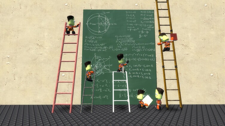 Kerbals with their board of calculations (1957)