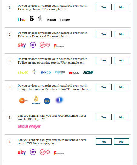 The declare no licence questions